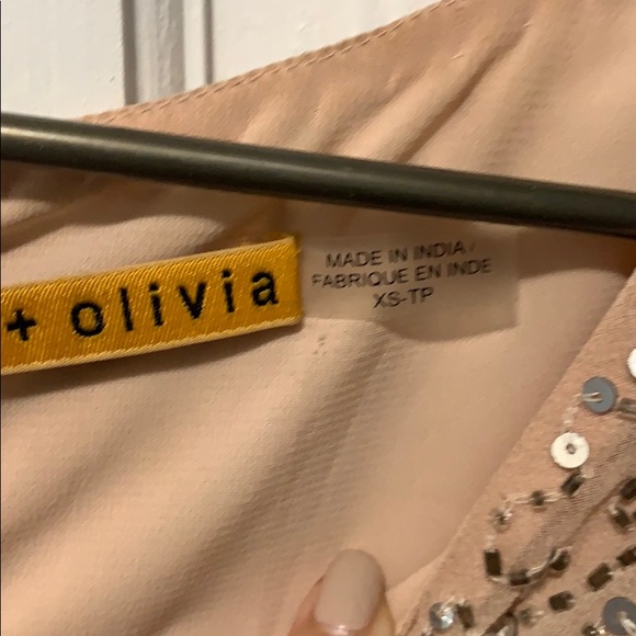 Alice + Olivia Olympia Beaded Sequin Peach Dress - Picture 4 of 6